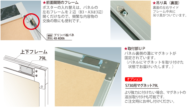 プリンパオープンパネル マグネット仕様の構造・仕様