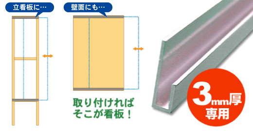 取り付ければそこがスライド式看板に!!「板面レール」