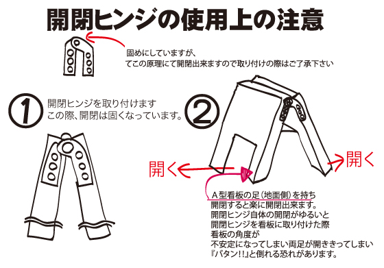 開閉ヒンジ使用上の注意