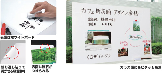 吸着ホワイトボードロールの特長