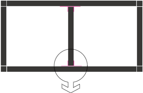 40mm角アルミ角パイプ用T型ブラケット図面